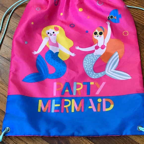 Party Mermaid Draw String Backpack Bag Tote Sack Carryall Toddlers Little Girls - Picture 4 of 16